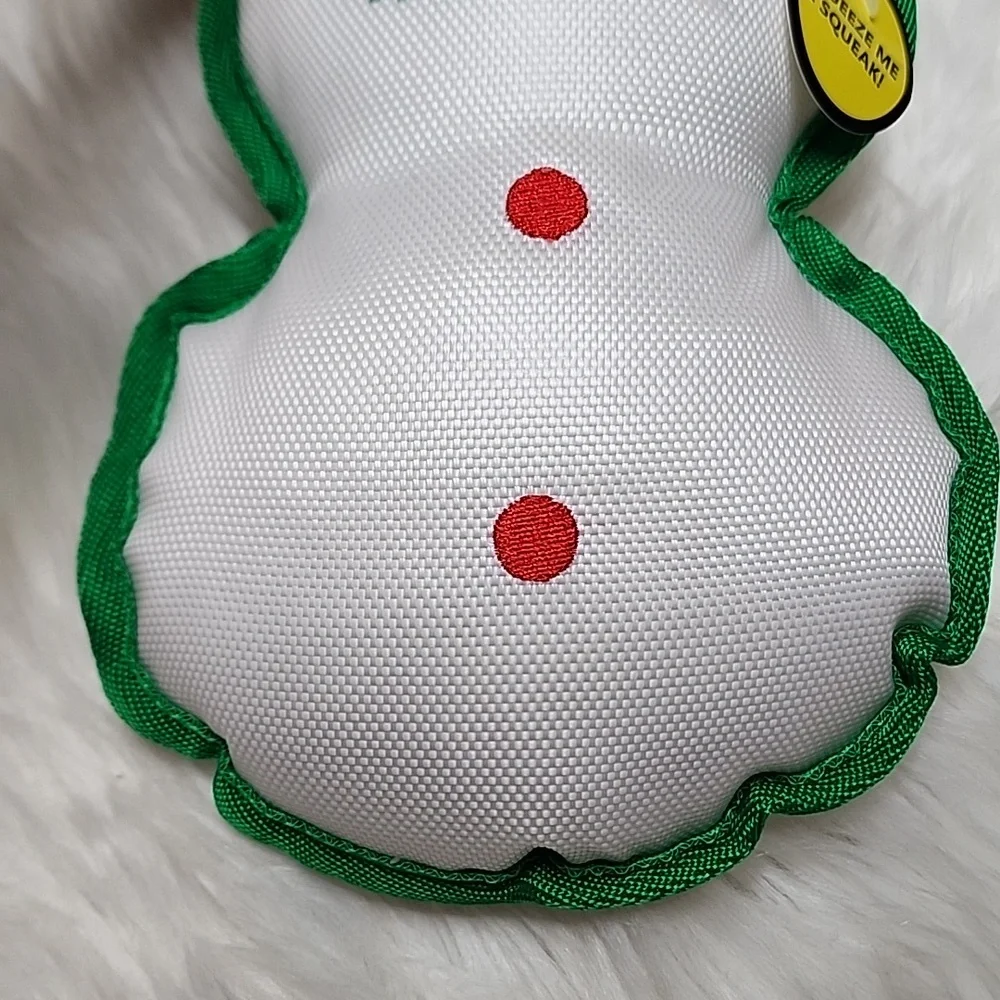 Snowman Squeaker Dog Toy with Red & Green Plaid Scarf 14